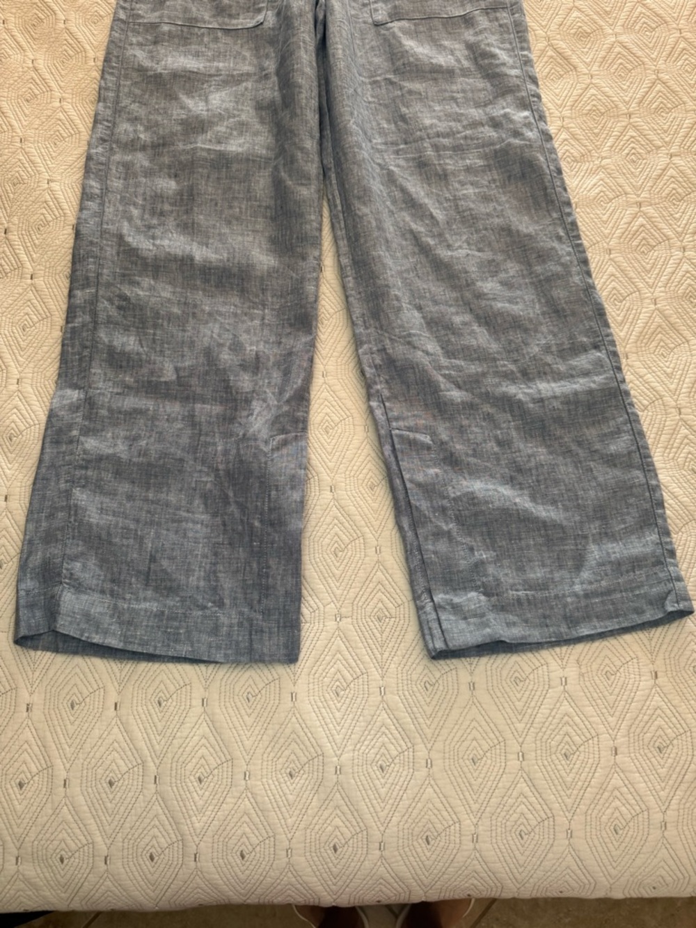 Athleta Cabo Linen Wide Leg Pant Chambray Blue Drawstring Women’s Size 6 - Picture 7 of 15